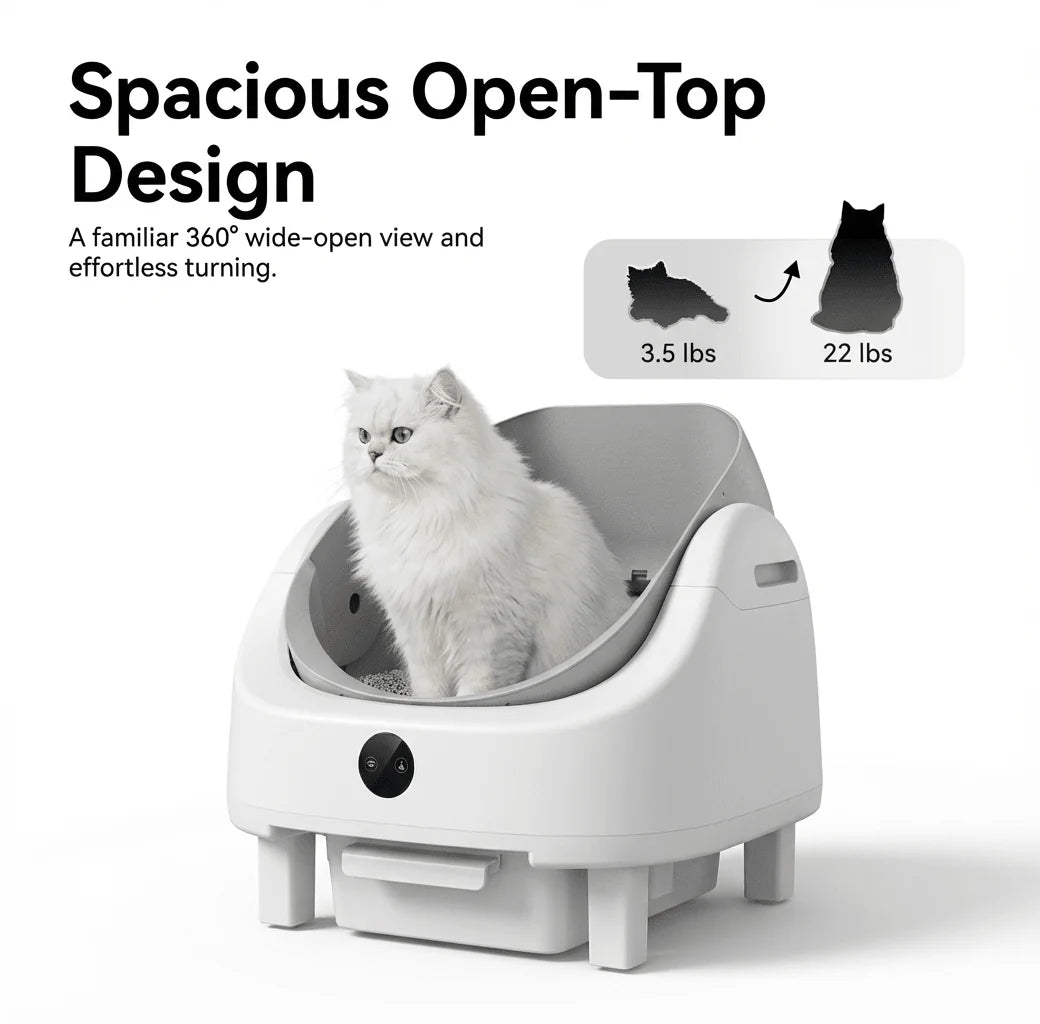 HBZH-ICB-20 Open-Top Smart Cat Litter Box | App-Controlled & Large Capacity (US/EU Stock) - HEYBO