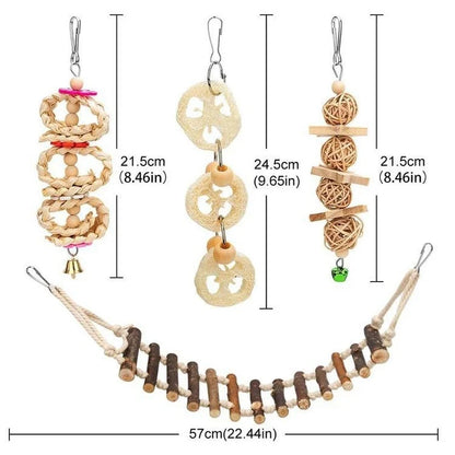 Bird Parrot Swing Toys, Chewing Standing Hanging Perch Hammock Climbing Ladder Bird Cage Toys for Budgerigar, Parakeet, Conure, Cockatiel, Mynah, Love Birds, Finches and Other Small to Medium Birds