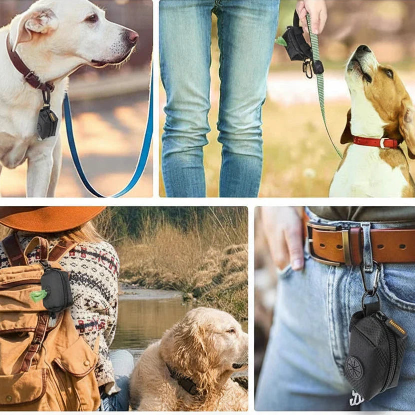 Universal Portable Waste Bag Dispenser with Leash Clip