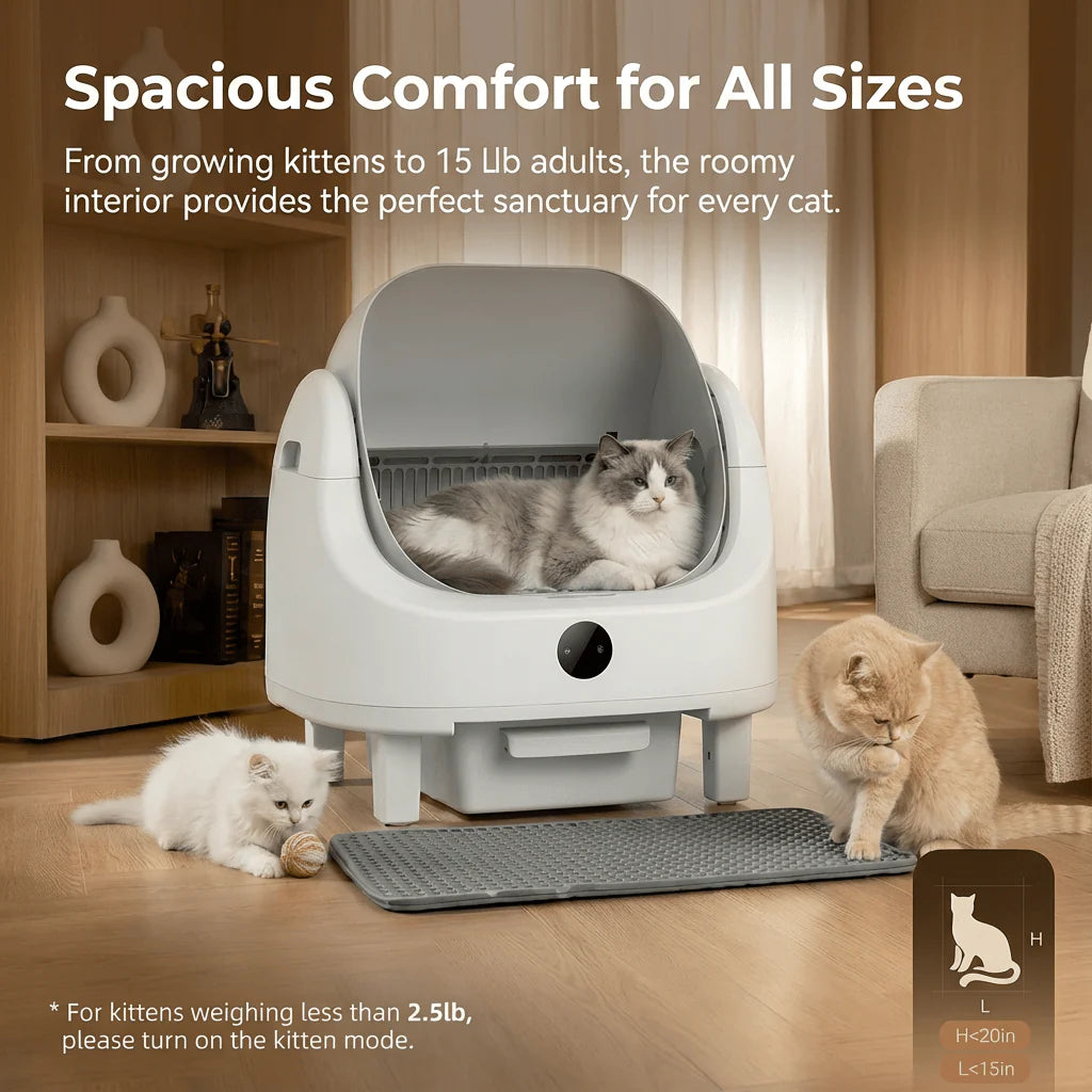 HBZH-ICB-20 Open-Top Smart Cat Litter Box | App-Controlled & Large Capacity (US/EU Stock) - HEYBO